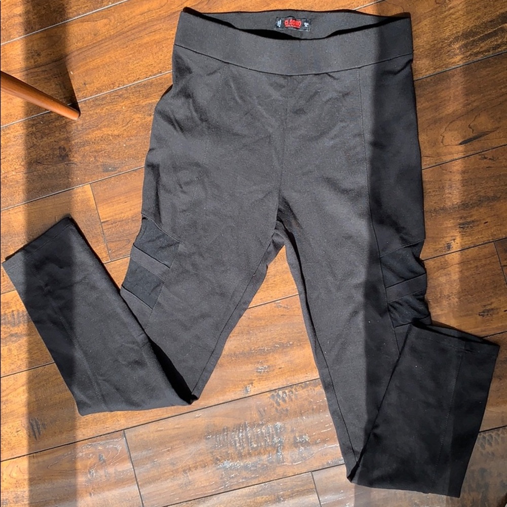 Black leggings with mesh detail